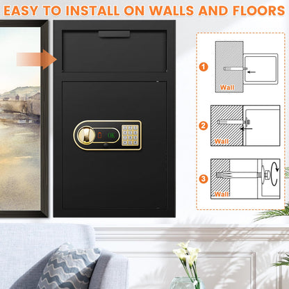5.8 cu ft Large Fireproof Drop Safe Box for Business, Anti-Theft Money Drop Slot Safes with Digital Keypad and Spare Keys, Heavy-duty Cash Depository Lock Safe for Home Office Retail Store Business