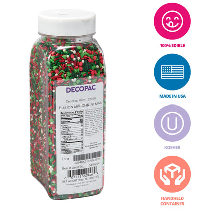 DECOPAC Christmas Fusion Mix Candy Sprinkles, 26oz, Fancy Sprinkles in Handheld Container, Festive Edible Sprinkles For Holiday Celebration Cakes, Cupcakes, Cookies and Donuts Multi