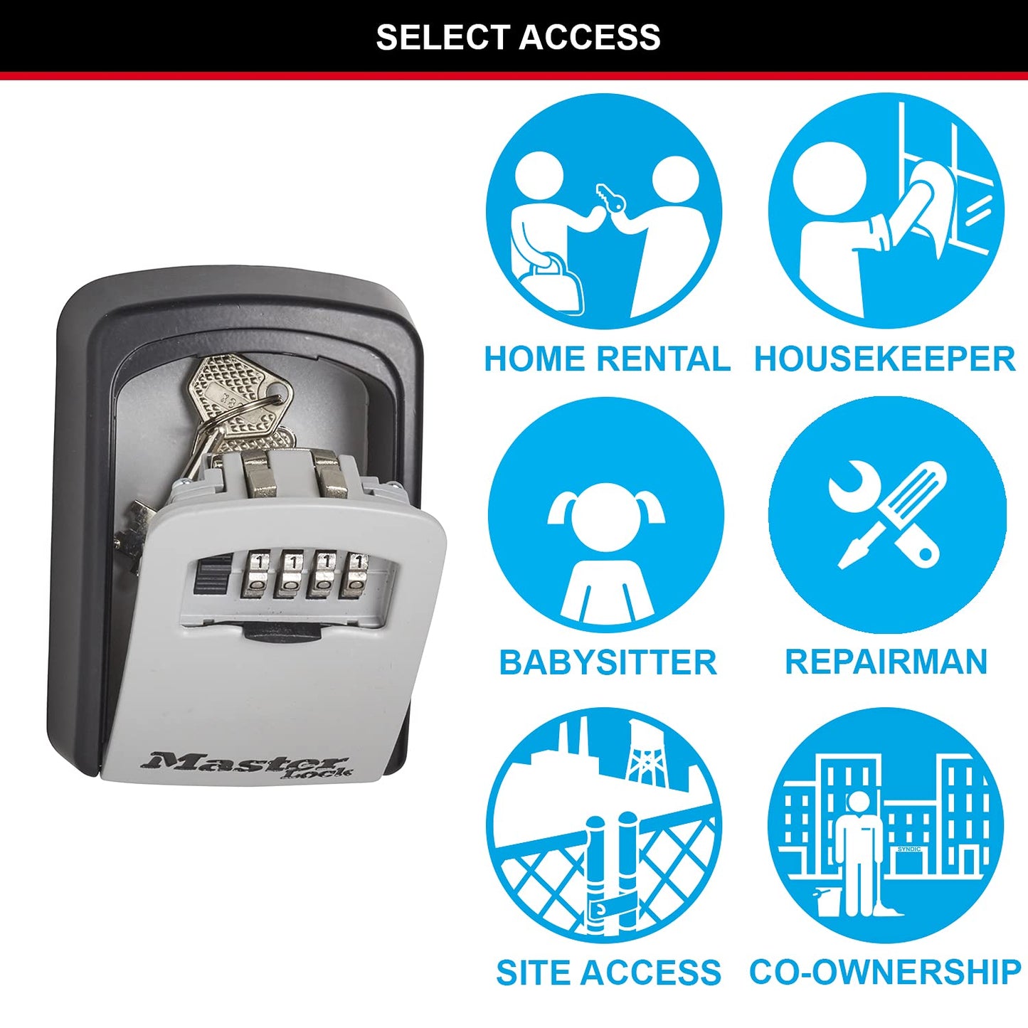 Master Lock Key Safe, 5401EURD, Wall Mounted, Medium, Strong Aluminium Weather Resistant Construction - Mounting Hardware Included