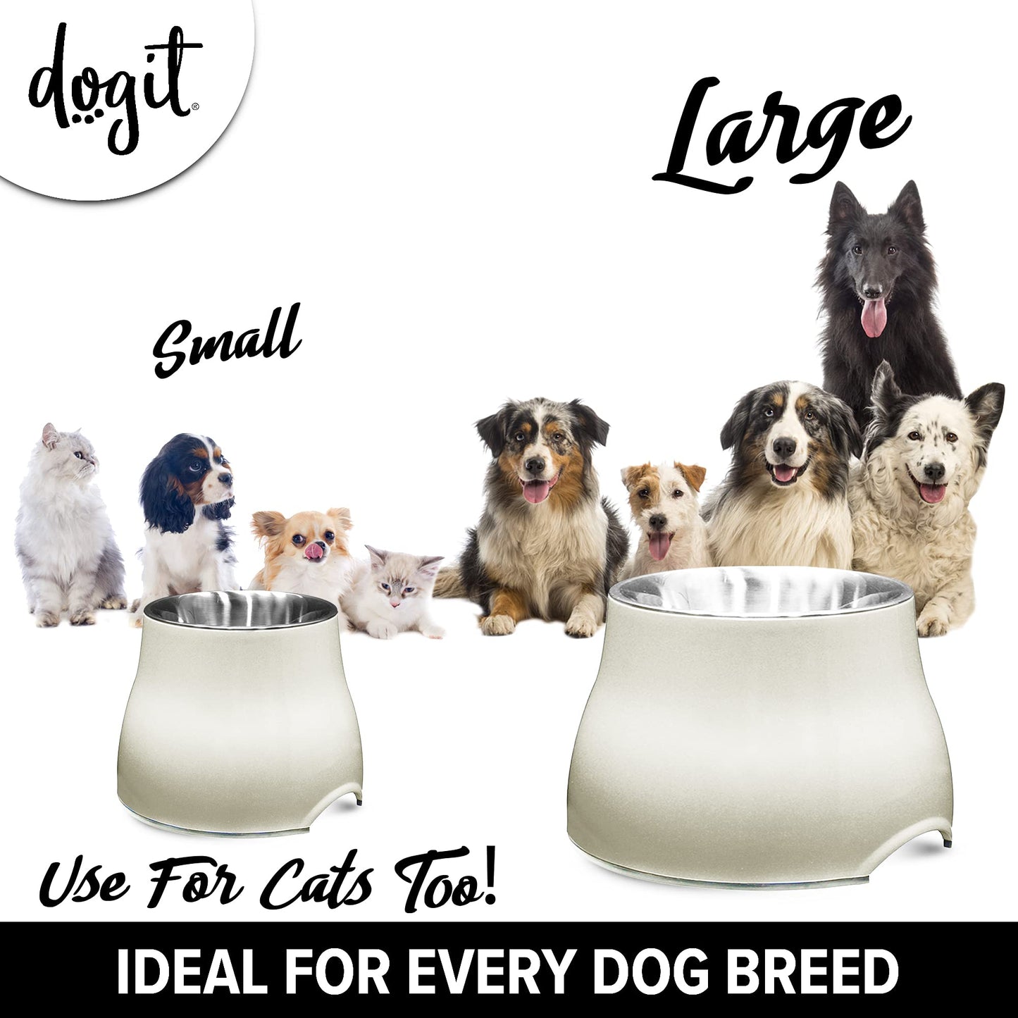 Dogit 2-in-1 Elevated Dish/Bowl, White/Cream, 900 ml Capacity