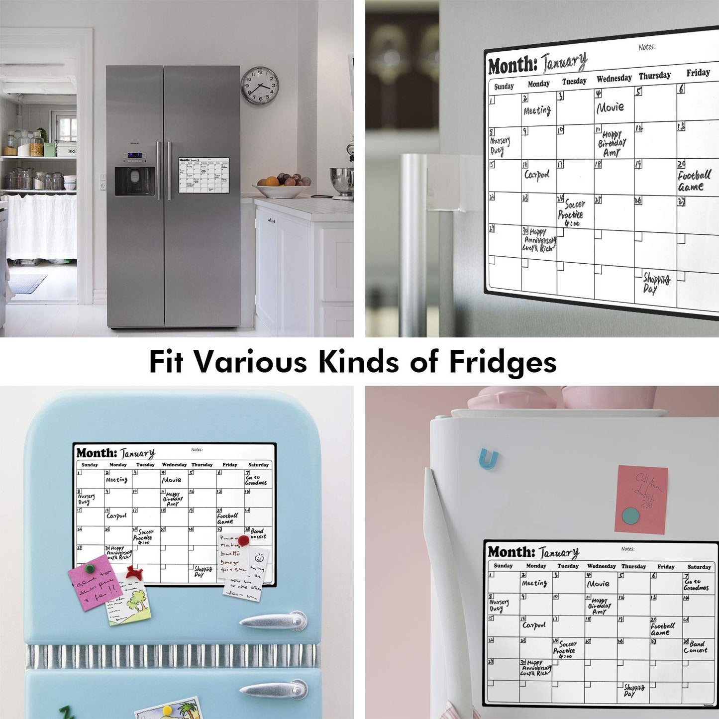 Fridge Calendar Magnetic Dry Erase Whiteboard Calendar for Refrigerator Planners 16.9 Inches X 11.8 Inches