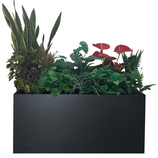MinCHI257 40" L x 16" W x 18" H Metal Large Rectangular Planter - Long Planter Box for Outdoor Patio/Porch Planter Boxes Outdoor Modern Design for Plants, Flowers, Garden,Spliced Flower Pot (Black)
