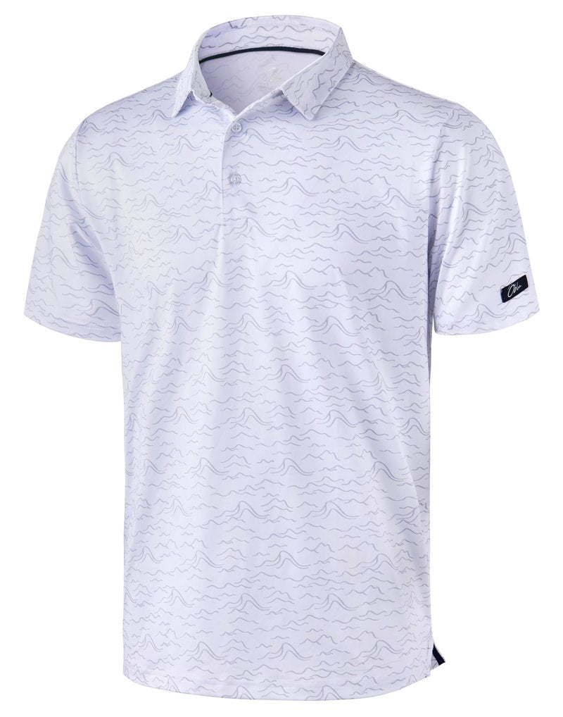Obla Mens Golf Polo Shirts Short Sleeve Dry Fit Performance Moisture Wicking Casual Print Collared Golf Shirts for Men (White Peak_4XL)