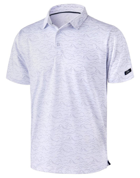 Obla Mens Golf Polo Shirts Short Sleeve Dry Fit Performance Moisture Wicking Casual Print Collared Golf Shirts for Men (White Peak_XXL)