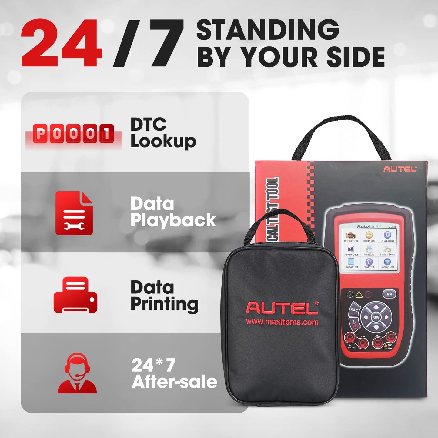 Autel AL539B OBD2 Scanner, 3-in-1 Code Reader Battery Tester Avometer for 12 Volts Batteries, Full OBDII Diagnosis and Circuit Starting & Charging Systems Test, All Enhanced Ver. of AL519 AL539