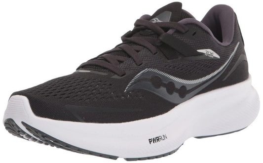 Saucony Women's Ride 15 Running Shoe, Black/White, 8