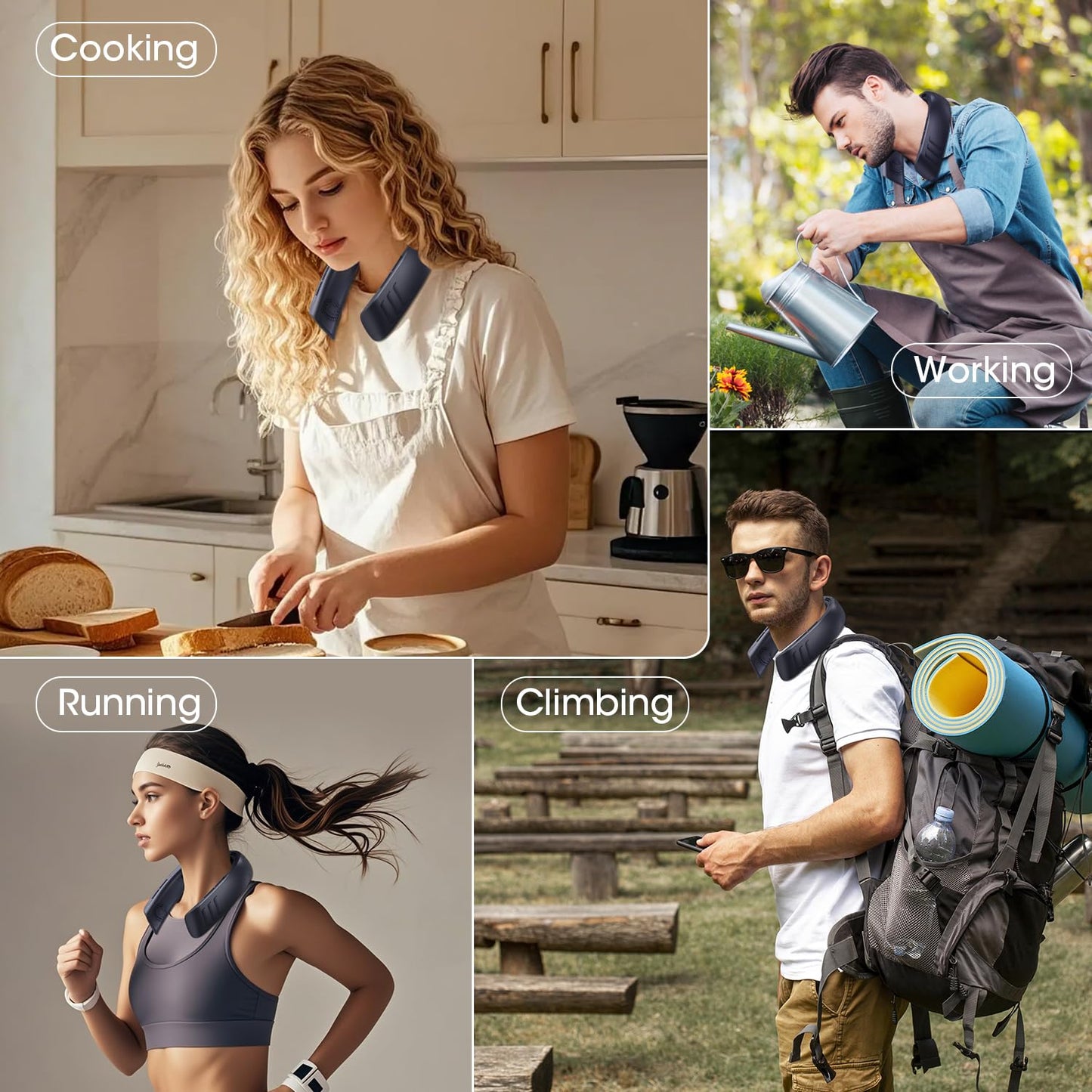 Kukiwhy Upgraded Neck Fan, 4 Pcs Turbo 6000mAh Portable Neck Fan, 360° Adjustable Handheld Fan, Bladeless USB Personal Fans for Outdoor and Indoor