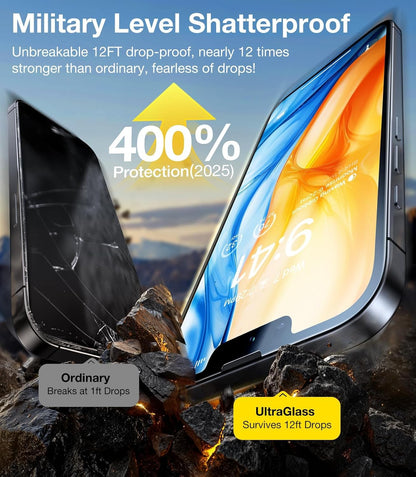 UltraGlass 9H+ Glass for iPhone 15 Pro Max Privacy Screen Protector [Invisible Privacy Armor] Screen Protector 15 Pro Max Tempered [Full Coverage & Longest Durable] 15 ProMax, 2 Pack