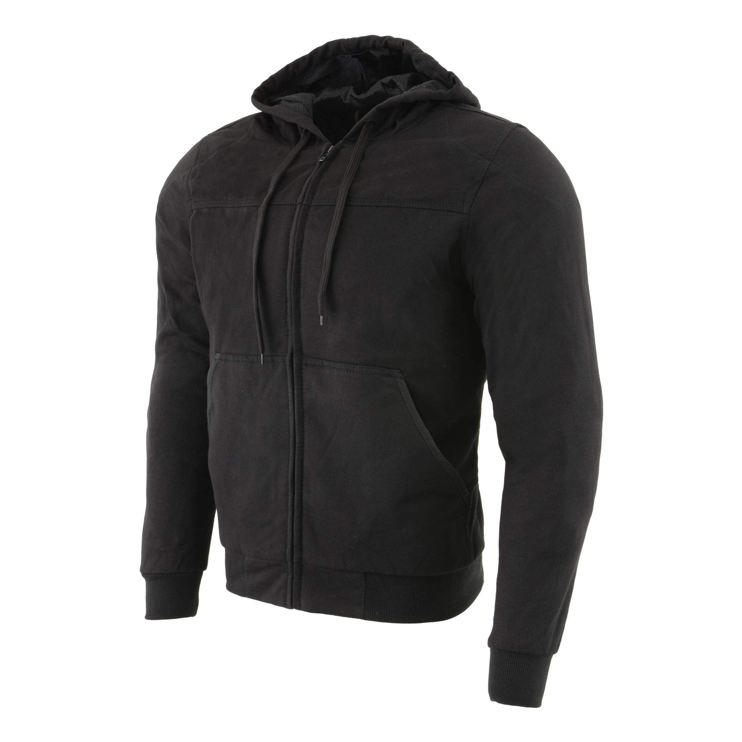 Milwaukee Leather MPM1788 Men's Black CE Approved Armored Riding Hoodie Sweater w/Aramid by DuPont Fibers - Medium
