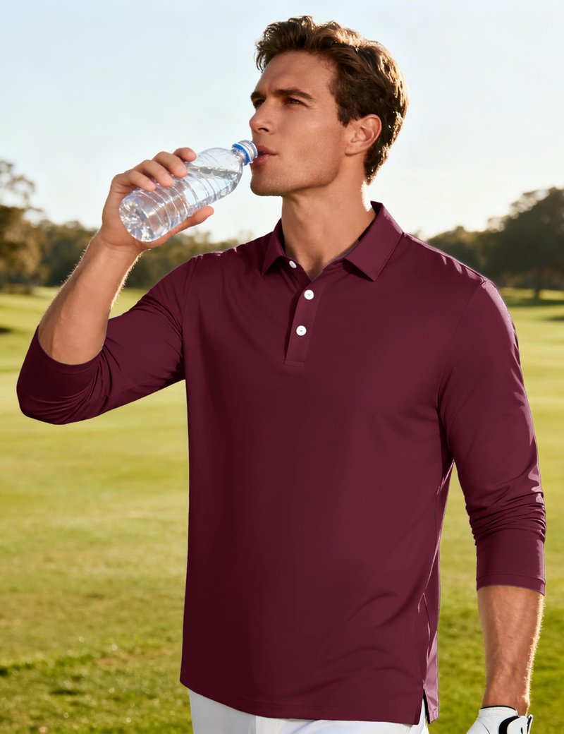 MAGCOMSEN Men's Polo Shirts Long Sleeve Casual Collared Golf Shirts Dry Fit Lightweight Performance Moisture Wicking Work Polos