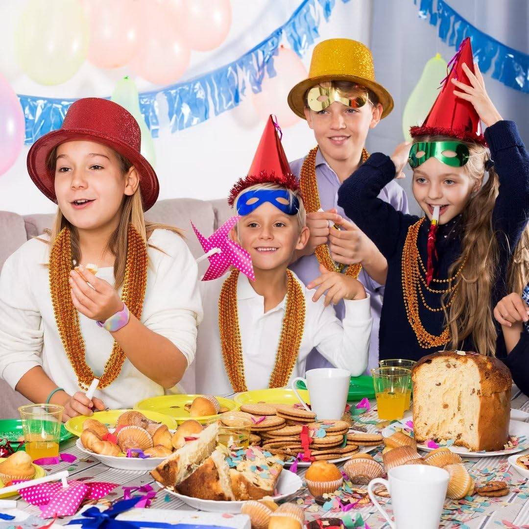 144PCS Bead Necklace, Orange Halloween Bead Necklaces Party Favors, 33" Mardi Gras Beads Necklaces Costume Bulk, Festival Parade Throw Accessories for Mardi Gras Halloween Wedding Celebrations Decor