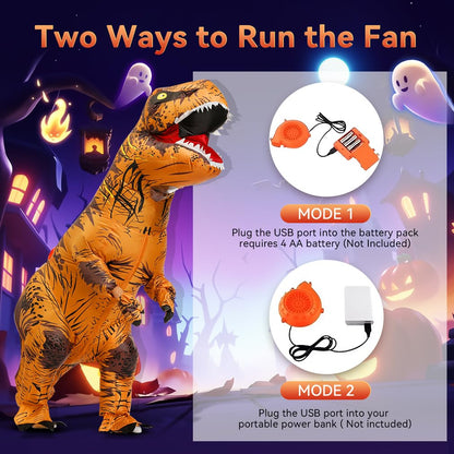 JASHKE Inflatable Dinosaur Costume Adult Blow up Trex Costumes Inflatable Dino Suit Halloween Costumes Fancy Dress for Adult (brown)