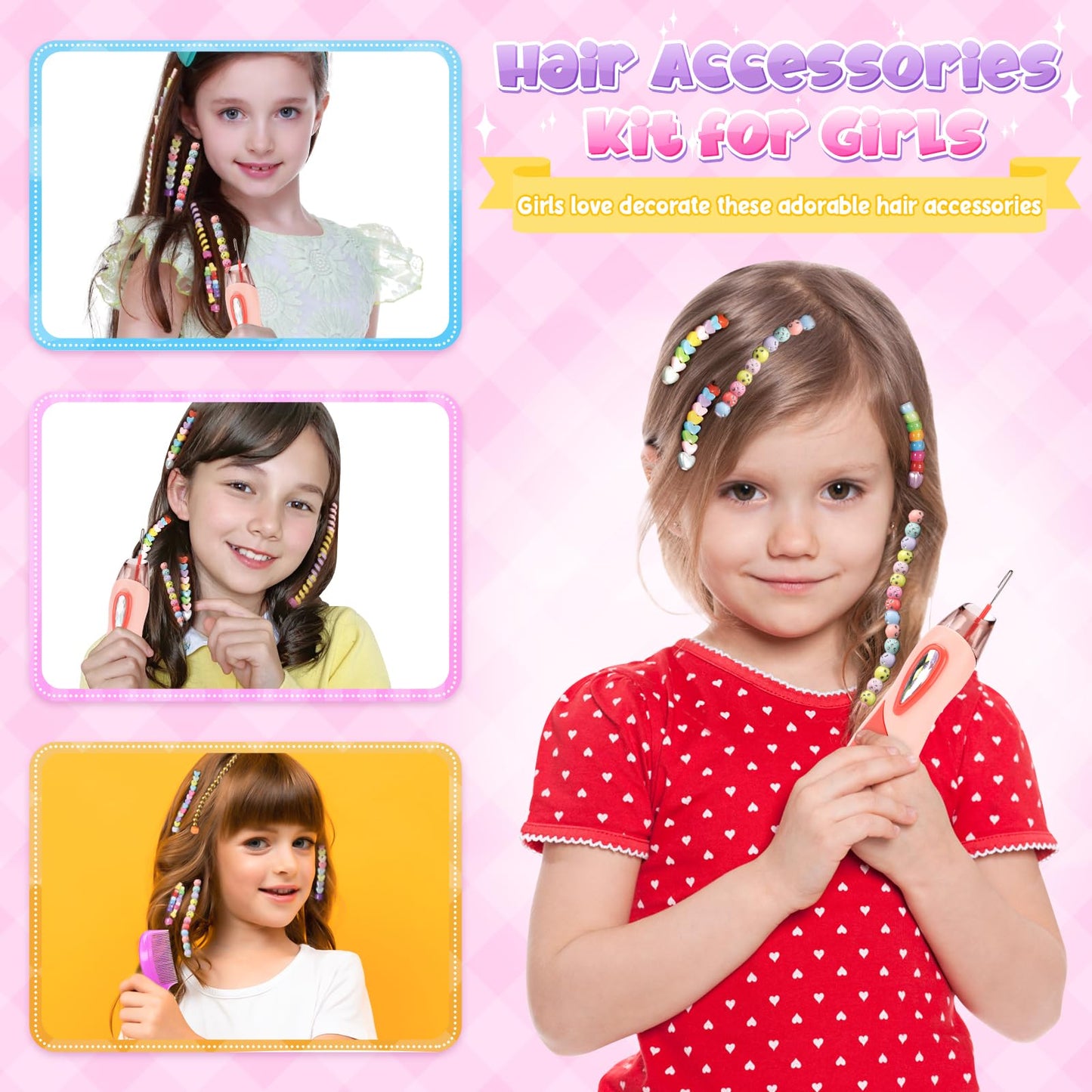 Gifts for Girls: Hair Accessories & Toys Age 5-12 - DIY Hair Princess Decoration Braiding Kit with Gems Stamper