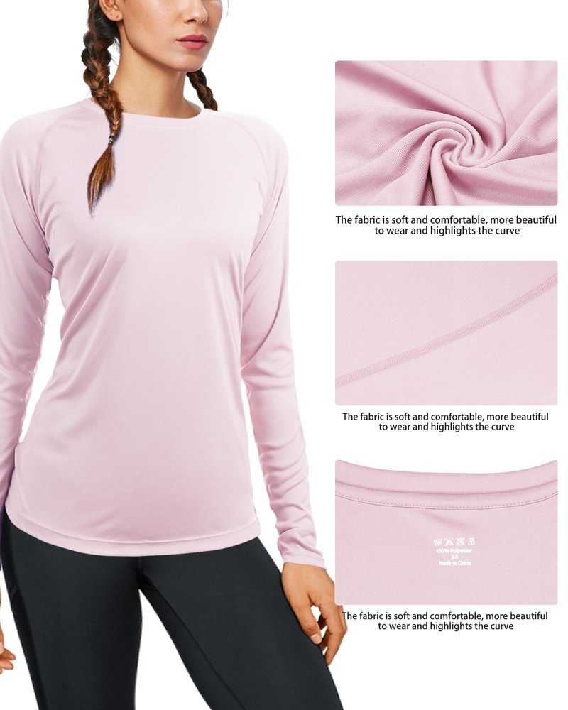 isnowood Women's Sun Protection Long Sleeve Shirts, UPF 50+ UV Rash Guard Swim Shirt, Workout Hiking Running Athletic Tops
