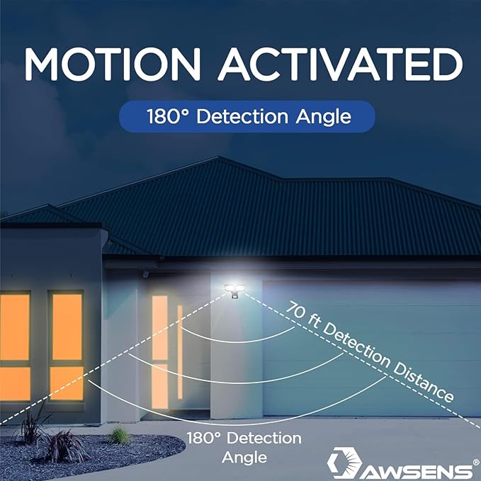 40W LED Security Lights Motion Sensor Light Outdoor, 180 Degree, 4000 LM Motion Security Light, 5000 K, ETL Water Resistant, Clear 2 Head Motion Detector Flood Light for Garage, Yard (Black)