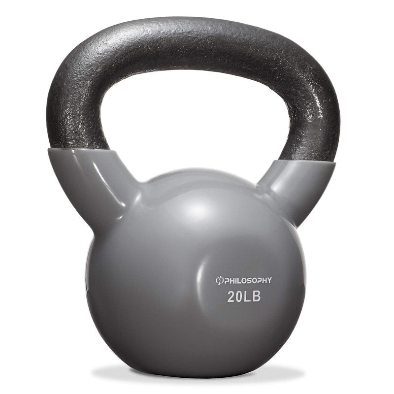 Philosophy Gym Vinyl Coated Cast Iron Kettlebell Weight 50 lbs - Black
