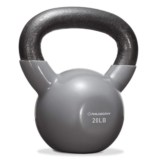 Philosophy Gym Vinyl Coated Cast Iron Kettlebell Weight 50 lbs - Black