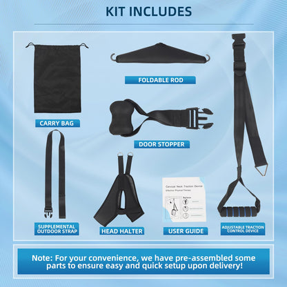 Cervical Neck Traction Device Over-The-Door,Portable Neck Stretcher,Effective Home Physical Therapy for Neck Pain Relief