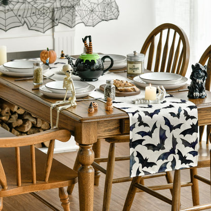 Artoid Mode Silhouette Black Bats Halloween Table Runner, Fall Kitchen Dining Table Decoration for Home Party Decor 13x72 Inch