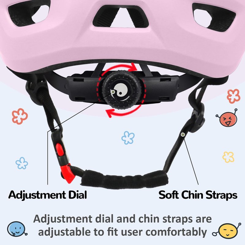 Toddler/Kids Bike Helmet, Adjustable and Multi-Sport, from Infant to Schoolchild, 2 Sizes (Pink)