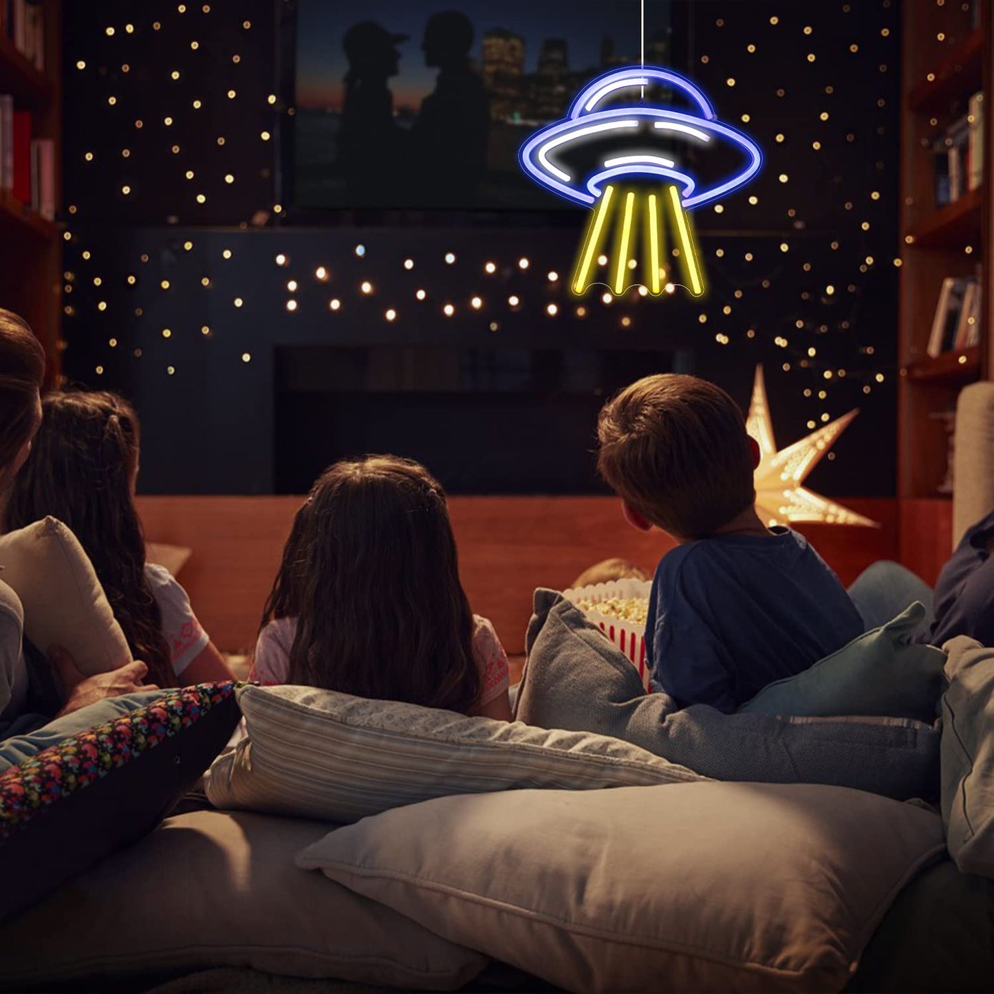 LUCUNSTAR UFO Neon Sign For Room,Alien Spaceship Dimmable LED Neon Light, Space Neon Signs for Wall Decor, Blue UFO Neon Light up Sign for Bedroom Game Room Wall Decor,Ufo Lovers