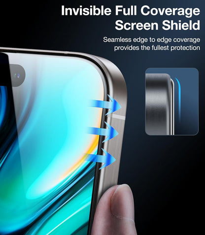 UltraGlass 9H+ Glass for iPhone 16 Pro Privacy Screen Protector [No.1 Military Grade Shatterproof & 100% Anti Spy] Privacy Screen iPhone 16 Pro Tempered Glass [Longest Durable] 2 Pack