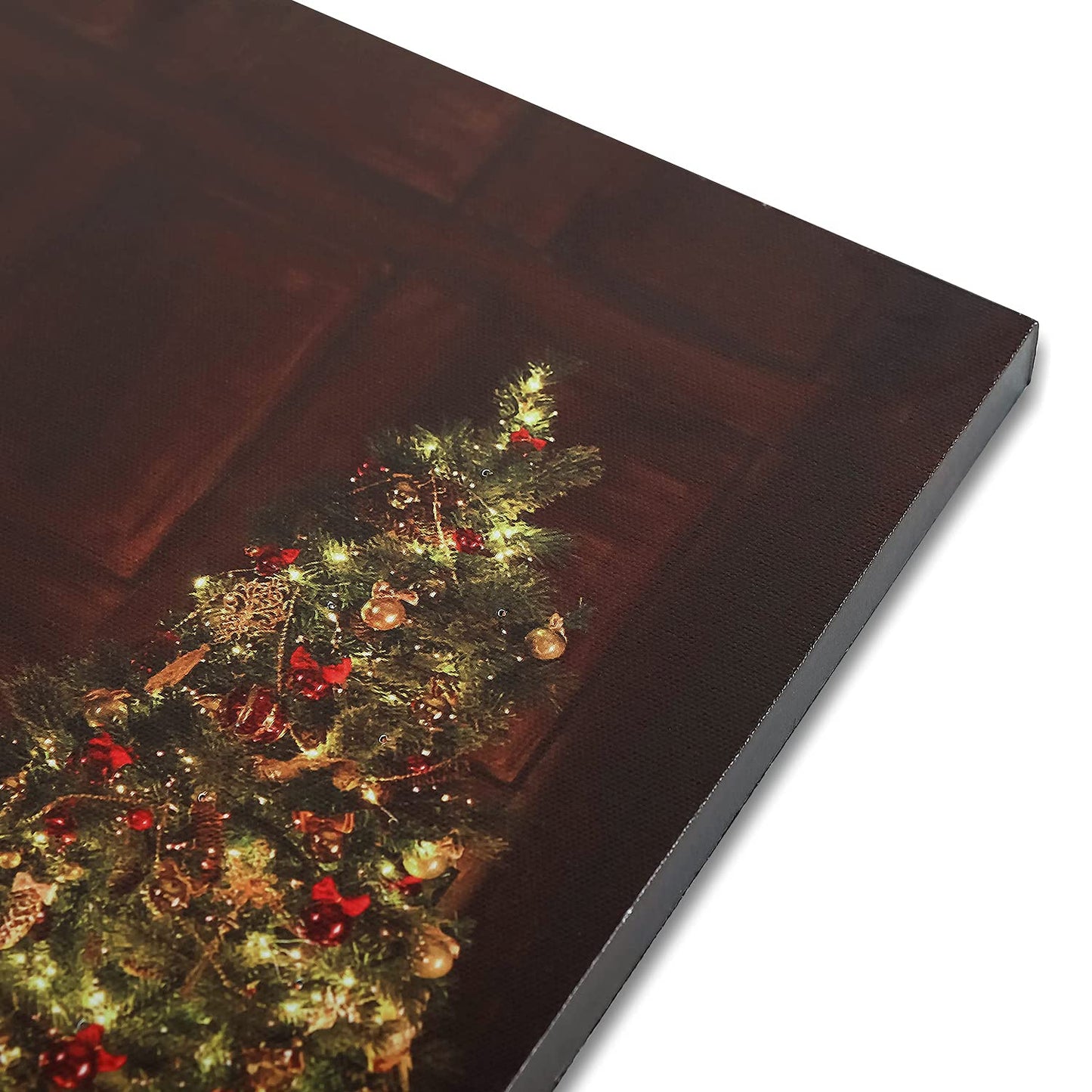 NIKKY HOME 16" x 12" Christmas LED Lighted Canvas Wall Art Prints Light Up Tree Wreath Fireplace Picture for Holiday Decor