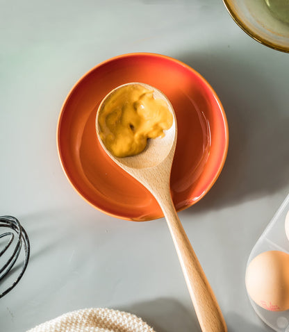 LYEOBOH Spoon Rest for Stove Top, Ceramic Kitchen Spoon Holder, 5 Inch Cute Fall Spoon Rest Cooking Ladles Rest for Spatula, Housewarming, Christmas, Mother's Day Gifts, Orange, PC1
