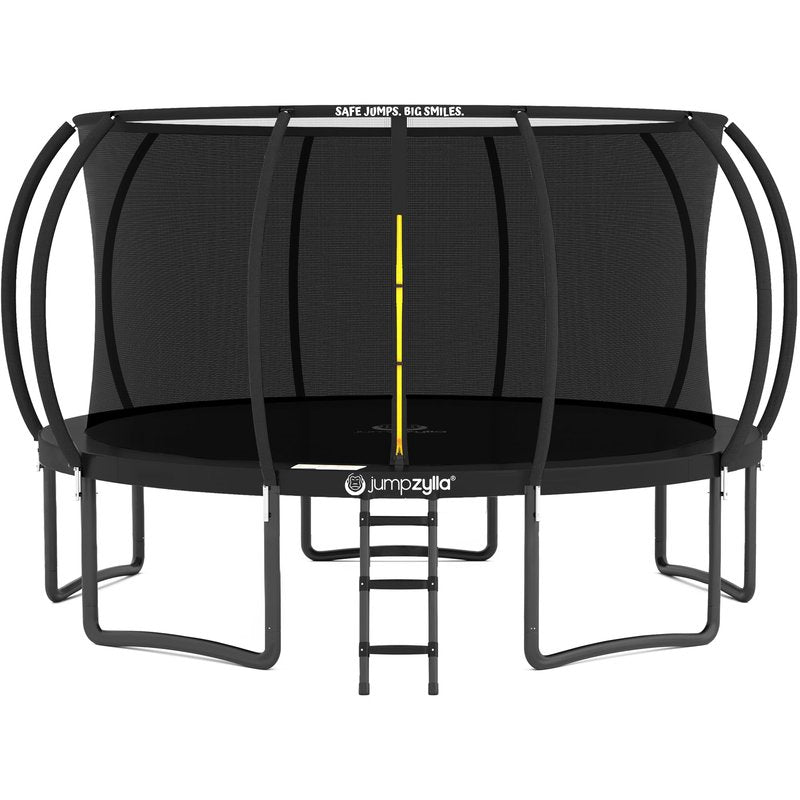 JUMPZYLLA Trampoline Outdoor 8FT 10FT 12FT 14FT 15FT 16FT with Enclosure and Ladder, ASTM Approved Recreational Trampoline for Kids and Adults, Anti-Rust Coated Frame