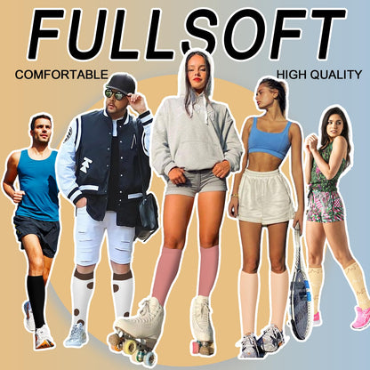 FULLSOFT 6 Pairs Compression Socks for Women and Men, 15-20 mmHg Support Knee High Socks for Nurses,Athletic,Flying(6 Pairs Animal,Large-X-Large)