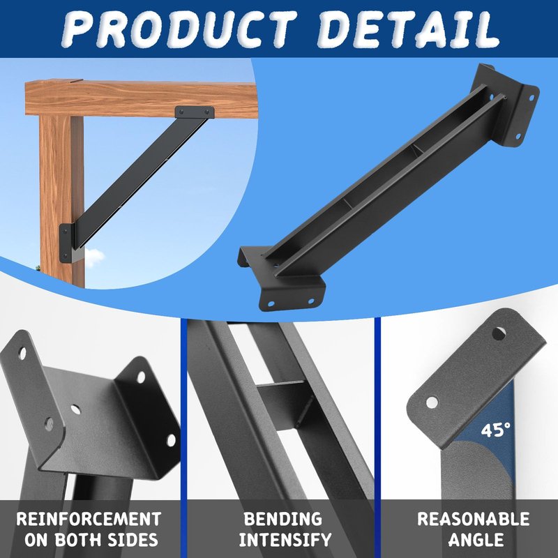 TAYORY 8 Pcs 45 Degree Angle Brackets, 4x4 Pergola Brackets Kit , for 4''x4'' Lumber (Actual: 3.6''x3.6'') , for Wooden Structures Such as Pergolas, Gazebos