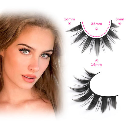 False Eyelashes 10 Pairs Manga Lashes Japanese Style Anime Thick Cosplay Lashes Natural Look 16MM Spiky 8D Wispy Faux Mink Lashes Full Strip Doll Lashes by FANXITON