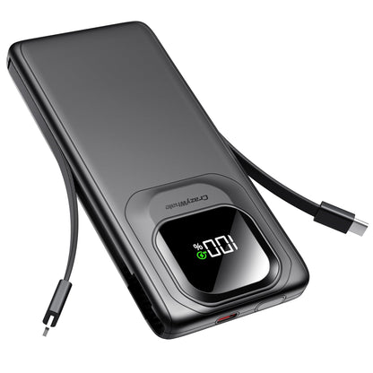 Portable Charger with Built-in Cables,22.5W Super Fast Charging Power Bank Slim Phone Charger,10000mAh Travel Battery Pack Battery Bank with Smart LED Display for iPhone, Android & USB-C Devices