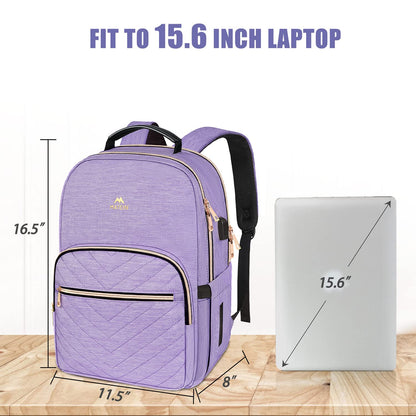 MATEIN Laptop Backpack for Women, School Backpack Bag 15.6 Inch Lightweight for Travel Work With USB Charging Port Waterproof, Anti theft Rucksack Girls Ladies for University College Large, Purple