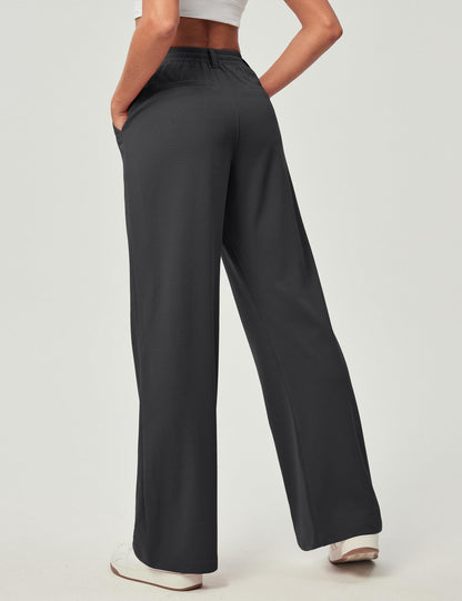 Ewedoos Wide Leg Pants Woman Stretchy Work Dress Pants Women Pull on Business Casual Slacks Trousers Fall Outfits 26"/28"