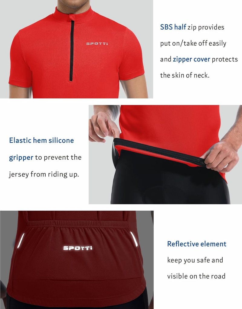 Men's Cycling Bike Jersey - Short Sleeve, Moisture-Wicking, Breathable | 3 Rear Pockets, Quick Dry
