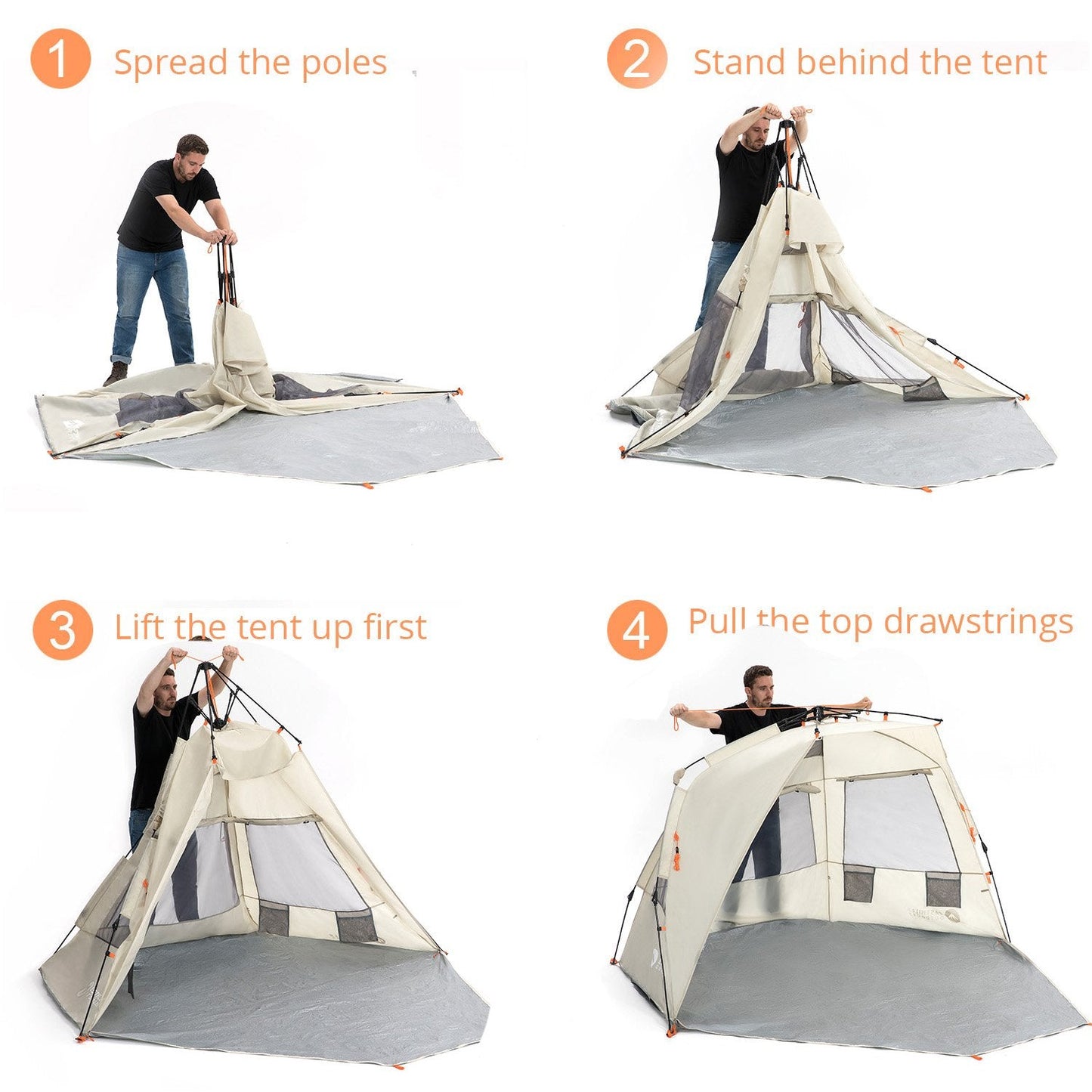 Easthills Outdoors Instant Shader Deluxe XL Beach Tent Easy Up 99" Wide for 4-6 Person Sun Shelter - Extended Zippered Porch Included Blue