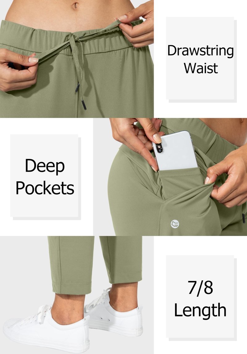G Gradual Women's Pants with Deep Pockets 7/8 Stretch Sweatpants for Women Athletic, Golf, Lounge, Work (Matcha Green, X-Large)