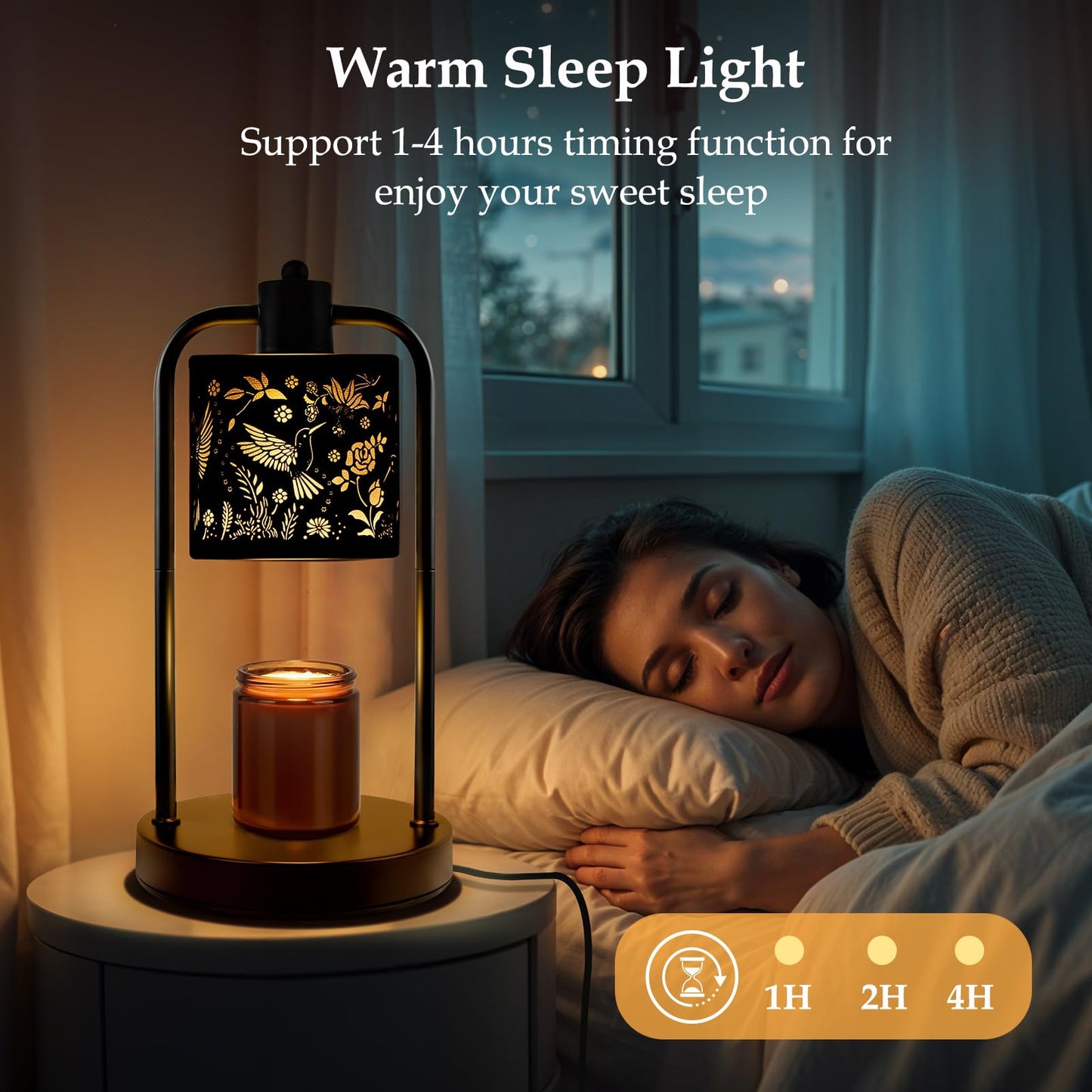 FullyCare Candle Warmer Lamp Electric with Timer: Wax Melts for Warmer Yankee Candles Large - Dimmable Candle Warmer for Birthday Christmas Gift Bedroom Home Decor