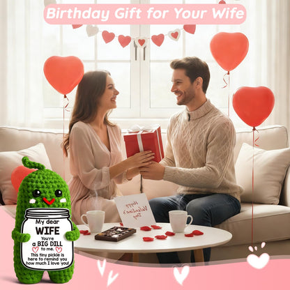MAMAGIFTREE Valentines Day Gifts for Her Wife Valentines Gifts to My Wife from Husband I Love You Birthday Gift for Wife Wedding Anniversary Romantic Gift for Couples Women Handmade Crochet Pickle