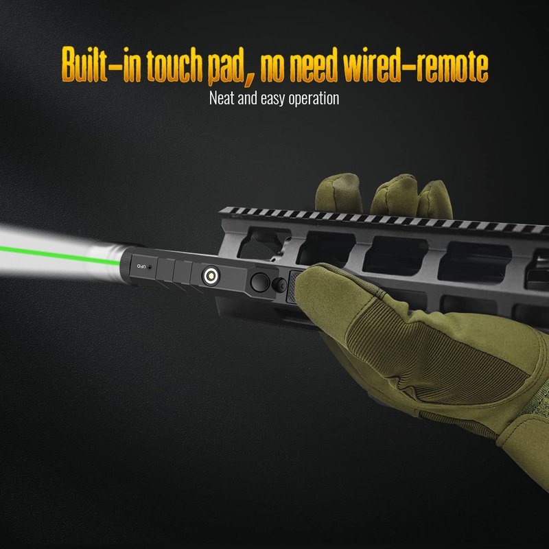 DEFENTAC 1600 Lumens Green Beam Light Combo Compatible with M-Lok/Picatinny for Rifle, Weapon Light with with Momentary Strobe, Rechargeable