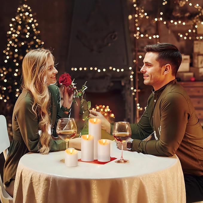 Outdoor Flameless Candles with Remote Timer - Waterproof Realistic Flickering LED Pillar Electric Battery Operated Fake Candle for Holiday Home Wedding Fireplace Decor - Ivory White 2 Pack (6"6")