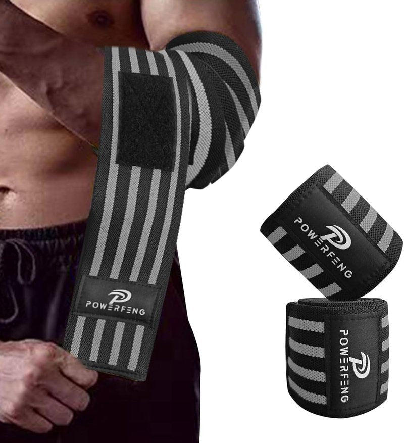 Elbow Wraps for Weightlifting - Supportive Elbow Sleeves for Bench Press, Cross Training & Powerlifting | Unisex Gym Gear