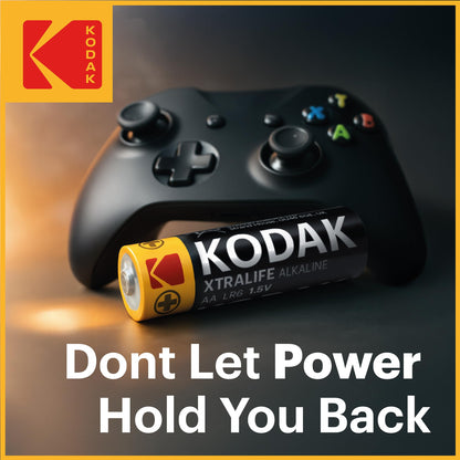 Kodak Xtralife 60-Pack AA Batteries, Double A Alkaline Battery Pack, 1.5V, 10-Year Shelf Life, LR6, Ideal for High-Drain Devices, 12x More Power, Plastic Free Cardboard Outer Carton