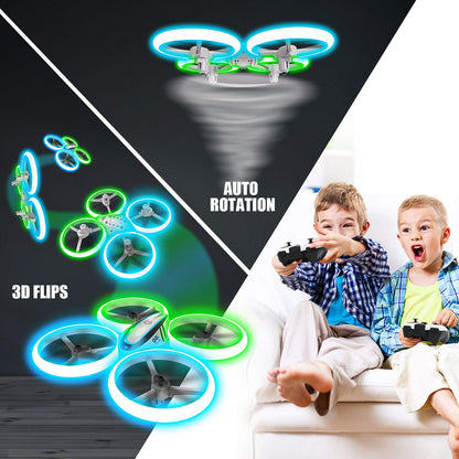 AVIALOGIC Q9 Drones for Kids,RC Drone with Altitude Hold and Headless Mode,Quadcopter with Blue & Green Lights,Propellers Full Protect and Double Batteries,Easy to fly Gift Toy for Boys and Girls