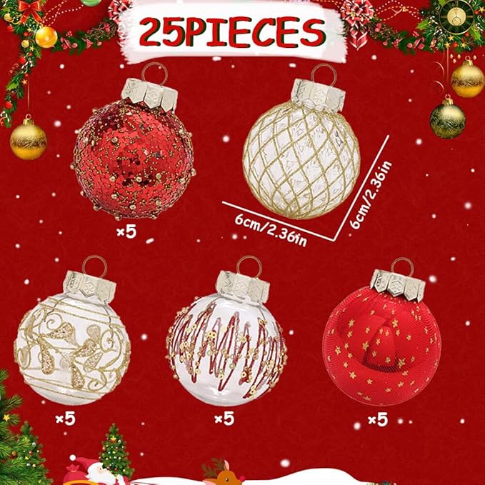 25Pcs Christmas Ornaments Sets 2.36” Christmas Ball Ornaments Christmas Tree Ornaments Shatterproof Xmas Balls Bulbs for Holiday Wedding Party Christmas Tree Decoration(Blue Gold)