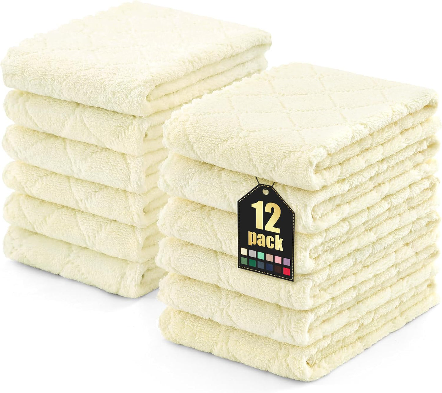 Homaxy 12 Pack Kitchen Dish Cloths (10 x 10 Inches, Grey), Super Soft and Absorbent Coral Velvet Dish Towels, Nonstick Oil Fast Drying Microfiber Cleaning Cloth, No Lint Household Dishcloths