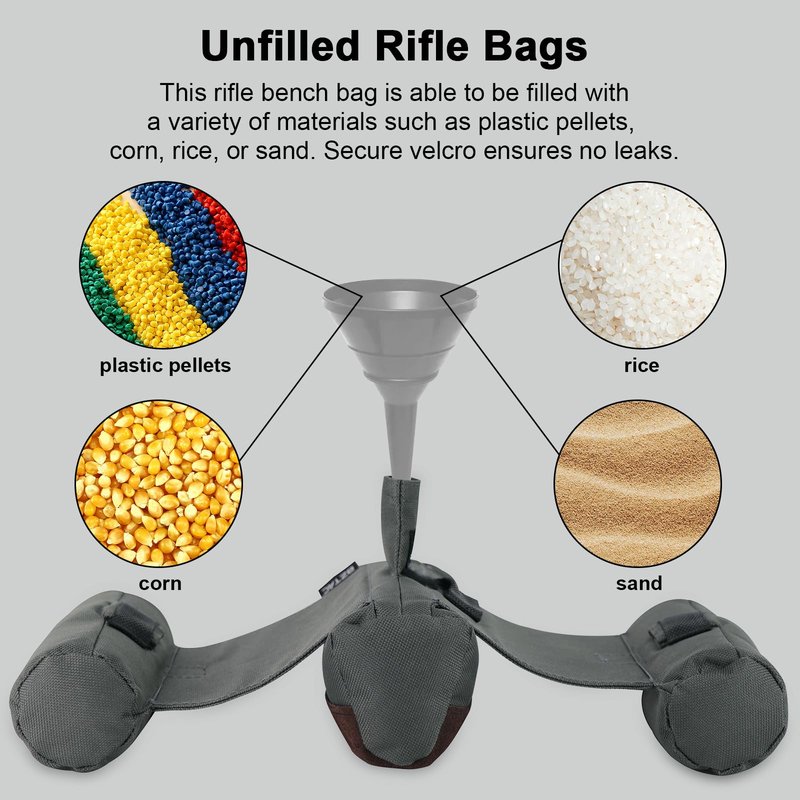 BZTAC Tactical Shooting Rest Bag Durable 600D Oxford Water Resistance with Soft Double Layer Cowhide Leather, Rifle Support Sand Bag Stand Holders for Shooting, Range, Outdoor and Hunting - Unfilled