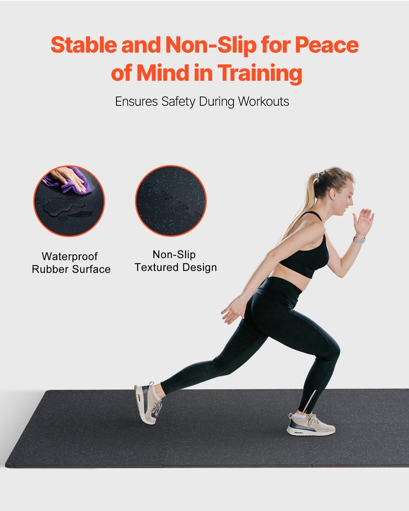 VEVOR 0.56Inch 24sq.ft 6 Tiles Gym Flooring for Home Gym, Rubber Top with High Density EVA Foam, 25 x 25In Gym Floor Exercise Equipment Mats, Interlocking Gym Mats, Puzzle Workout Mats, Black & Blue