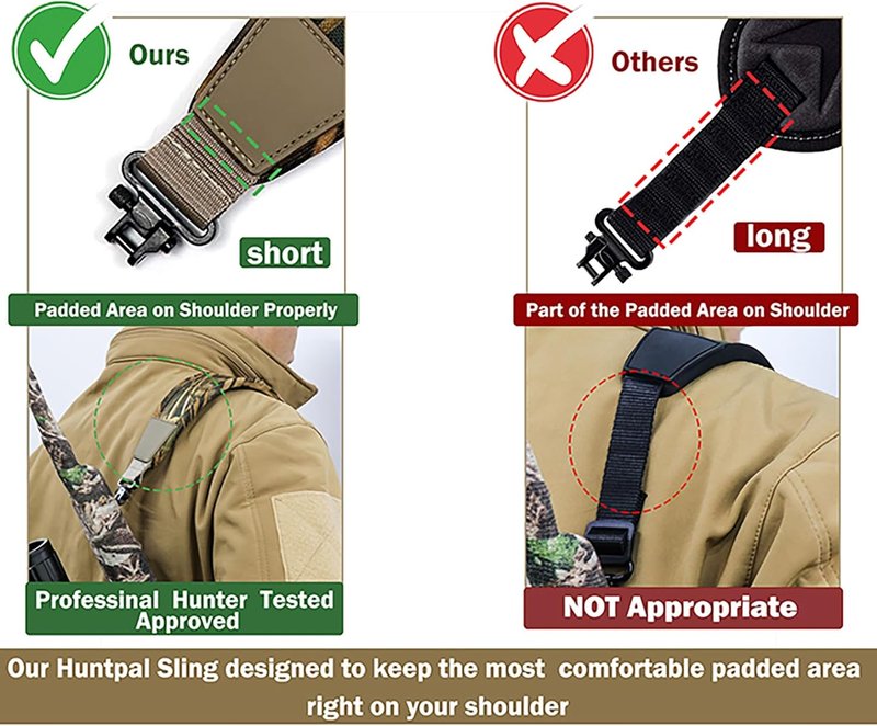 HUNTPAL Camo Gun Sling - 2 Point Shotgun Rifle Strap with Quick-Grab Handle & 3 Pockets | Durable Nylon Webbing